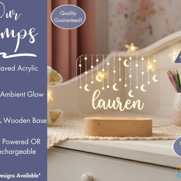 Personalized Hanging Stars Light | LED Name Sign for Kids’ Bedrooms - Picture 3 of 8